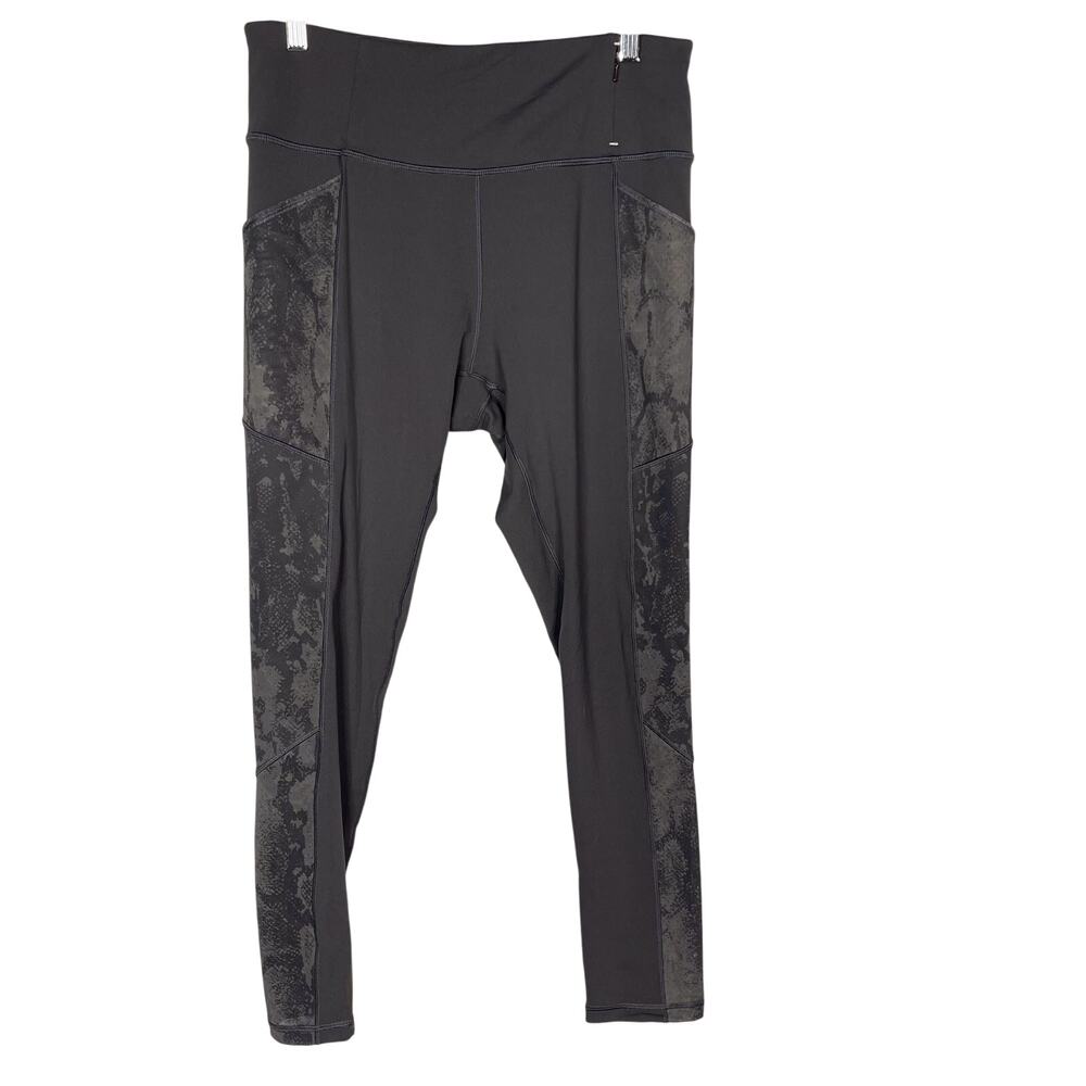Calia by Carrie Underwood L Gray Snakeprint Mesh Pockets 7/8 Leggings Workout